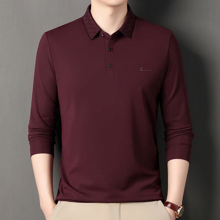 Men's Long Sleeve Polo with Structured Collar and Functional Design Lune London