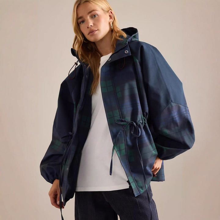 Veste décontractée pour femme avec un motif à carreaux tendance et ceinture ajustable Chic & Stil