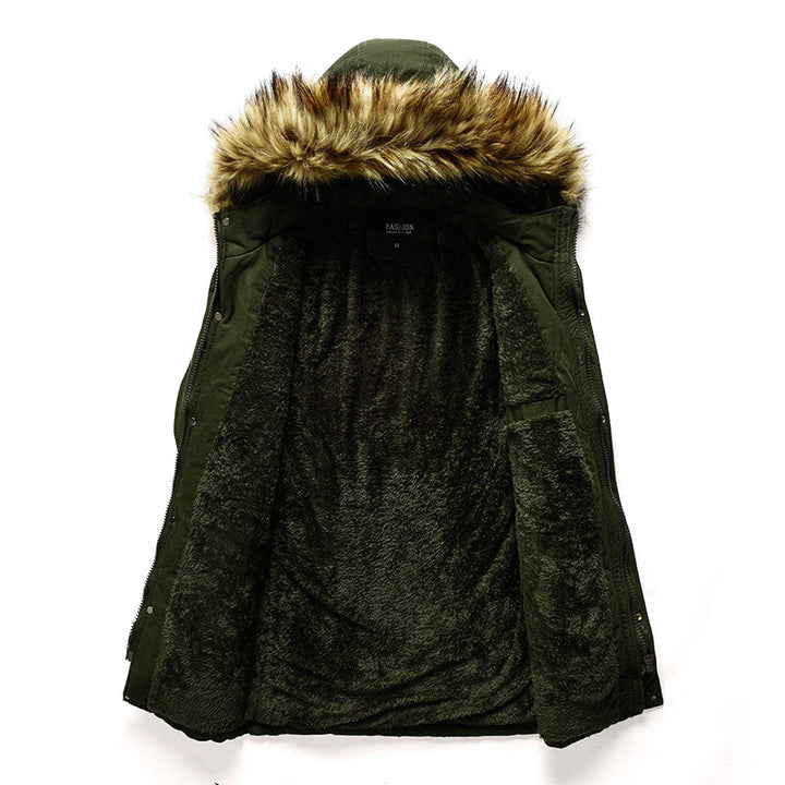 Trendy parka jacket for men with removable hood and faux fur lining Lune London