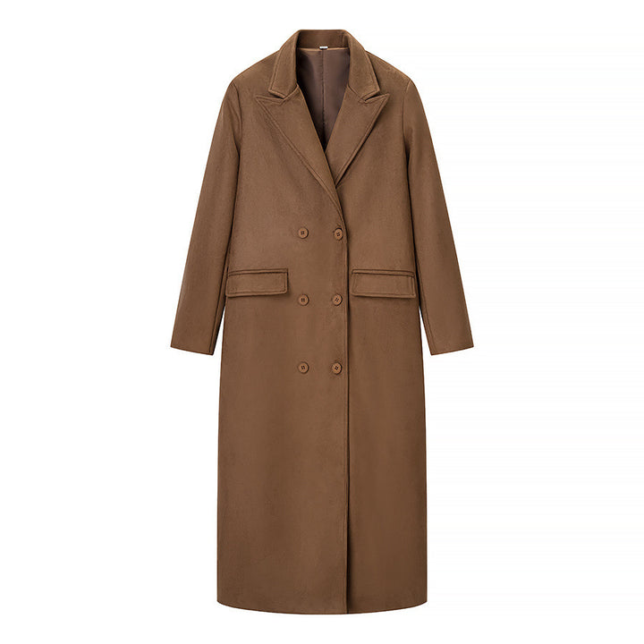 Manteau long élégant pour femmes avec patte de boutonnage double et col pratique Chic & Stil