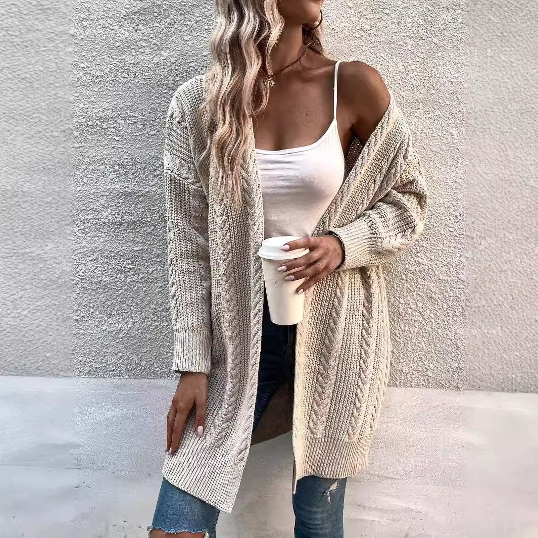 Women Chunky Knit Cardigan with Loose Fit and Structured Look Lune London