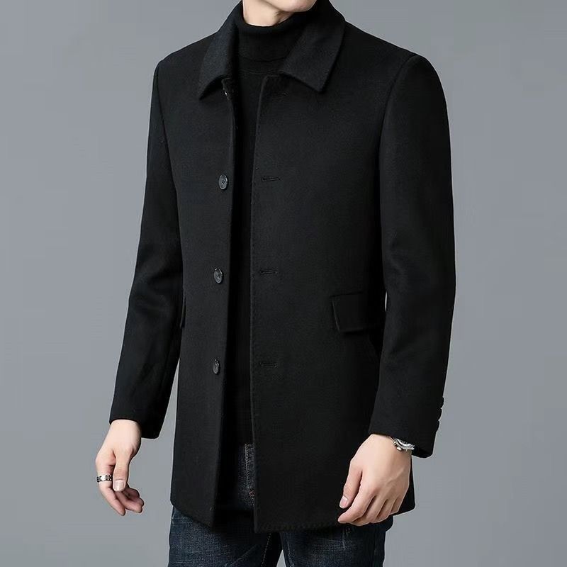 Elegant wool coat for men with textured fabric and classic cut Amarae