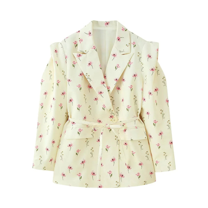 Blazer jacket for women with wide shoulders and adjustable belt Lune London