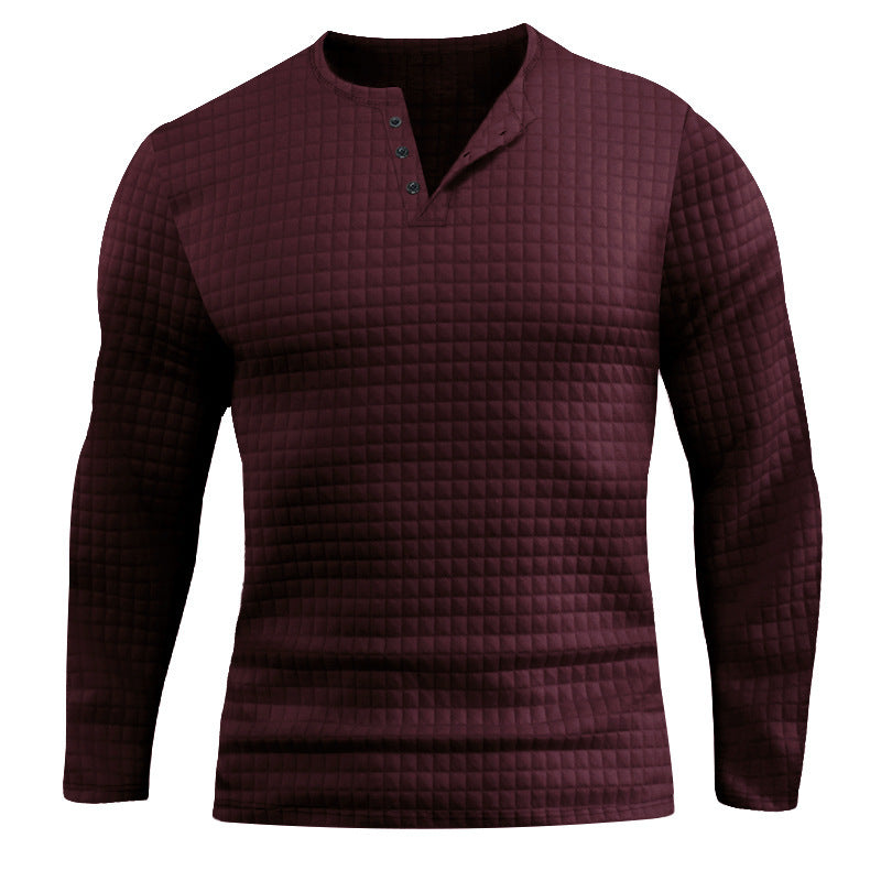 Men's Long Sleeve Shirt with Textured Check Pattern Amarae