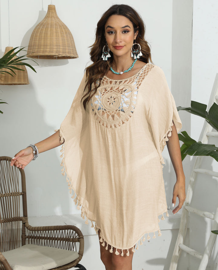 Ladies Chic and Stylish Crochet Detail Beach Kaftan