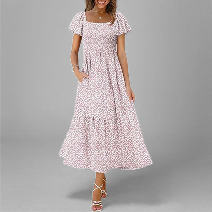 Robe maxi pour femmes avec un décolleté carré élégant et des manches volumineuses Chic & Stil