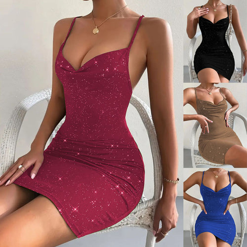 Fitted mini dress for ladies with sparkling star pattern Amarae