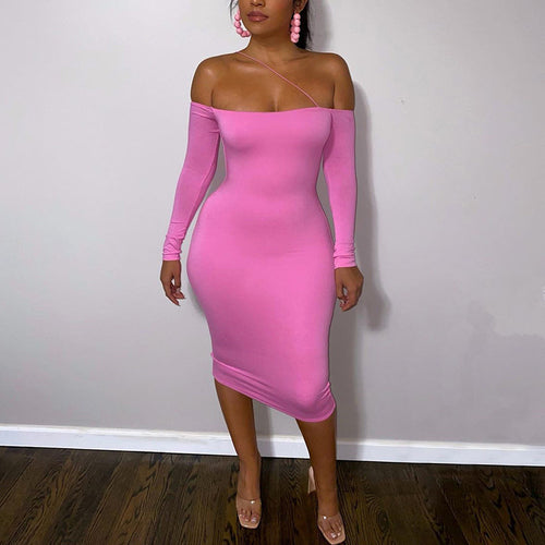 Amarae off-shoulder fitted mini dress for women with long sleeves