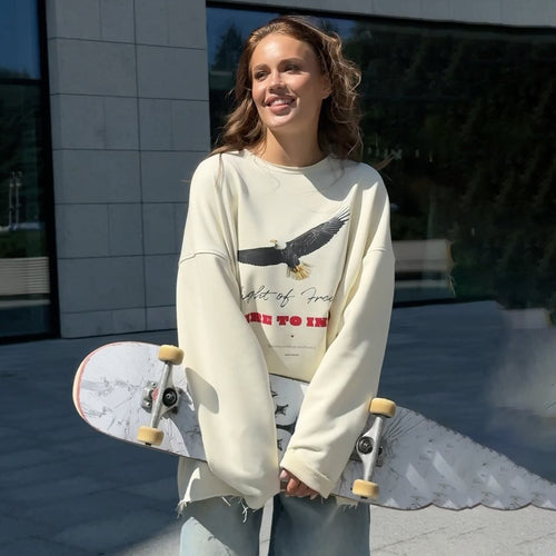 Oversized sweatshirt for women with creative graphic cut and casual Amarae