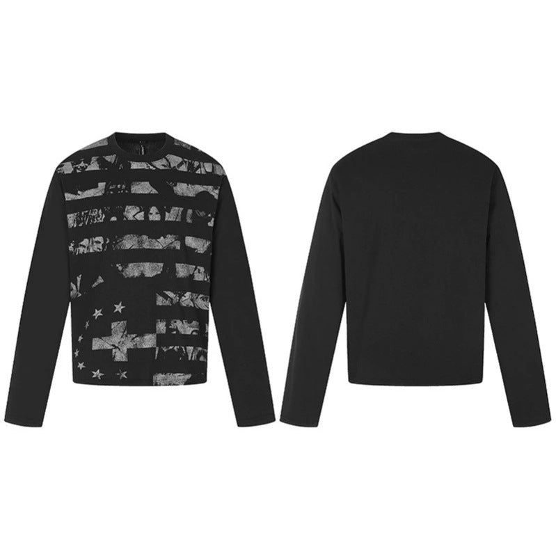 Men's long sleeve shirt with textured print and flag-inspired graphic mix Amarae