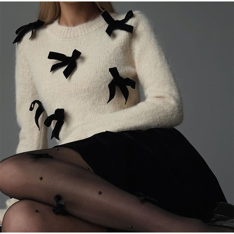 Knit sweater for women with playful bow details Lune London