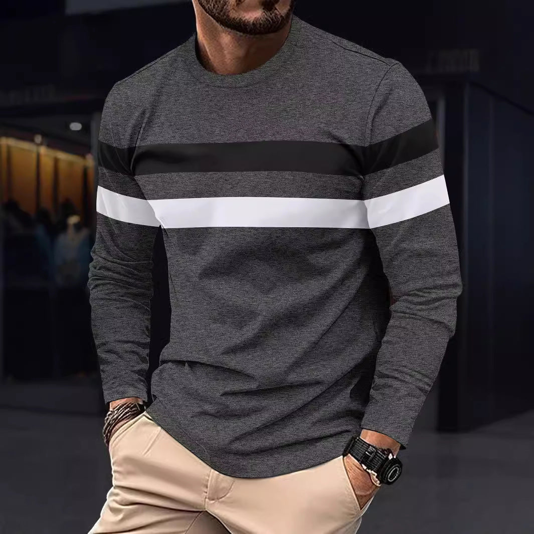 Men's trendy long sleeve t-shirt with chic and stylish sporty stripes
