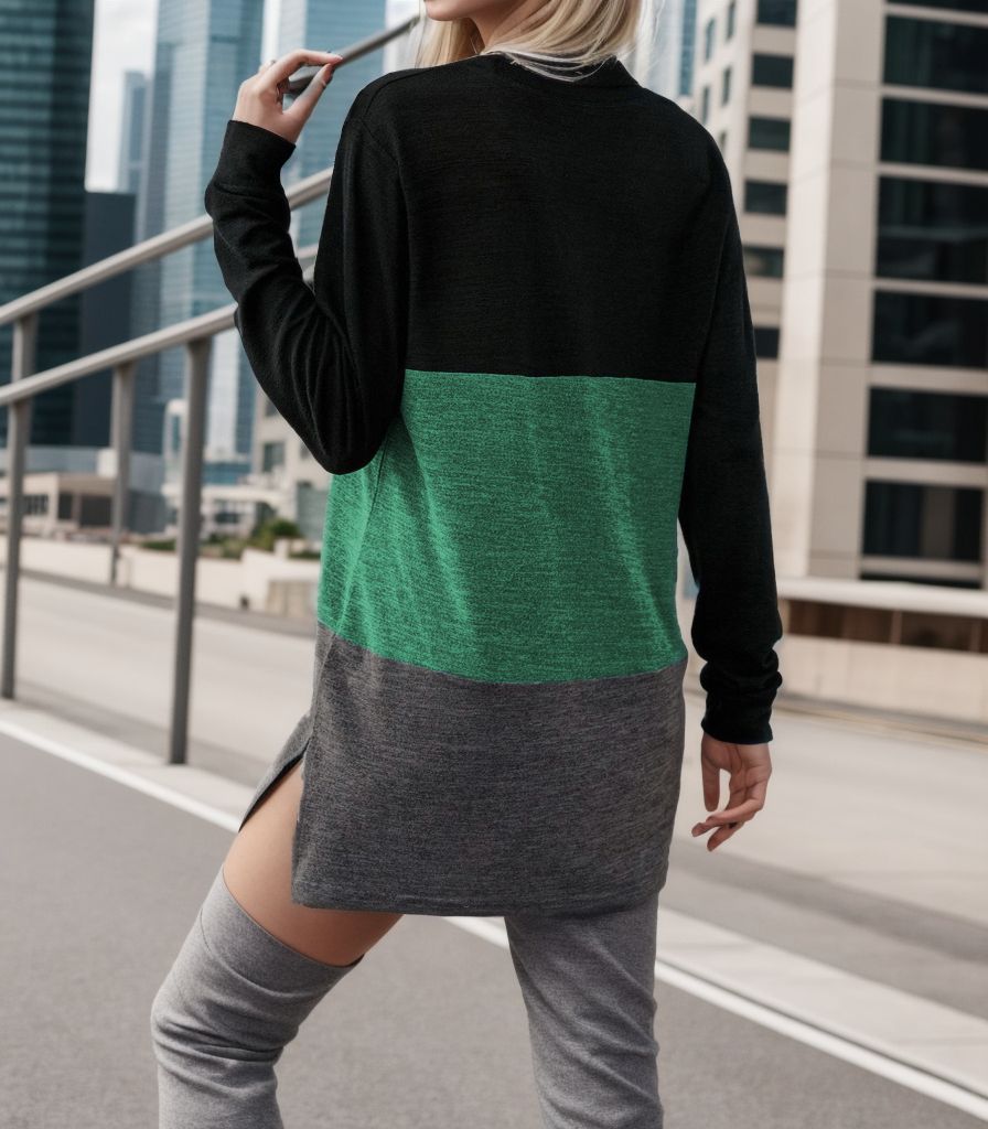 Casual long sleeve t-shirt for women with color block design and soft material Lune London