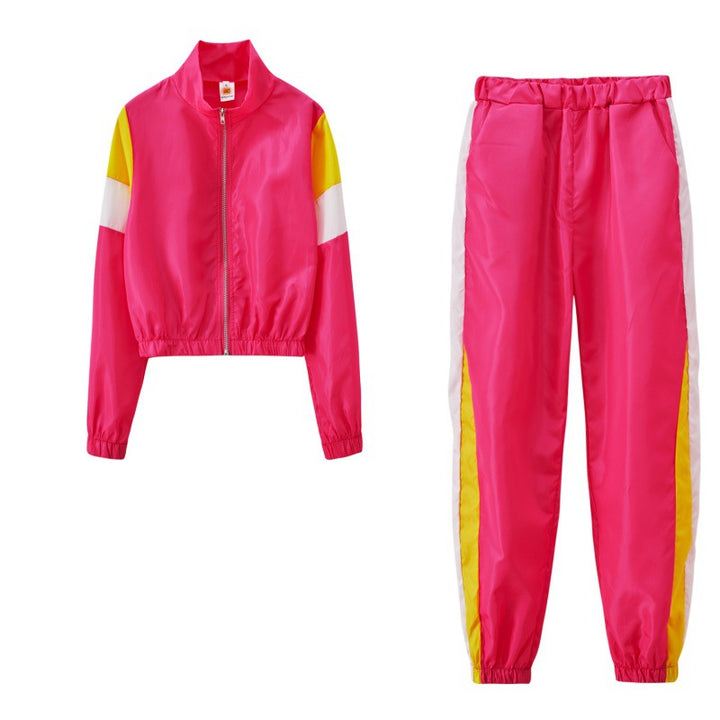 Ladies Trendy Sports Set with Colorblock Design and Elastic Waist Lune London