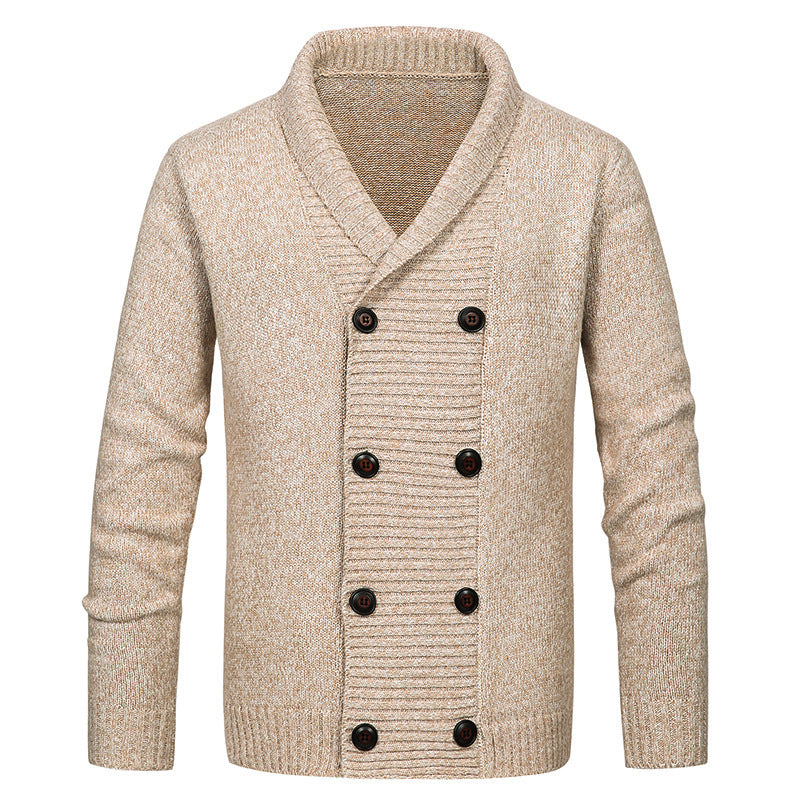 High-quality men's knitted jacket with large collar and button detail Lune London