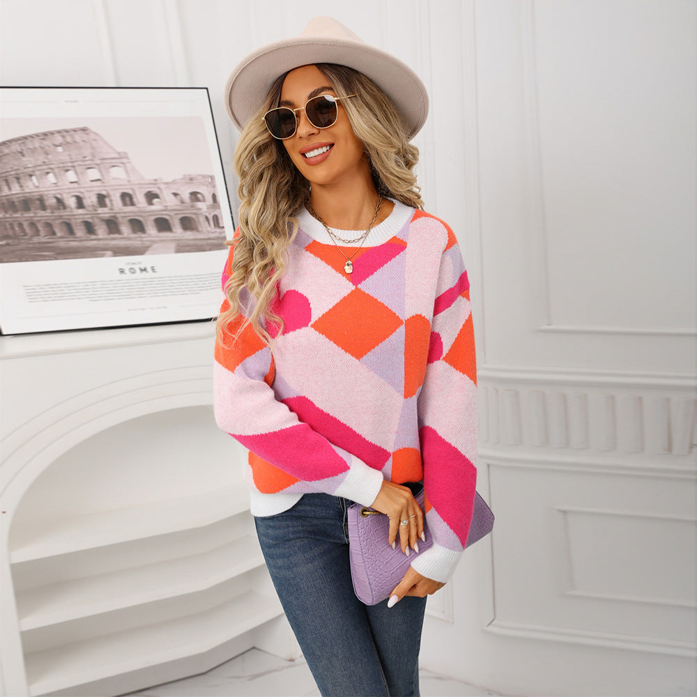 Pull féminin tendance avec motif géométrique créatif Chic & Stil