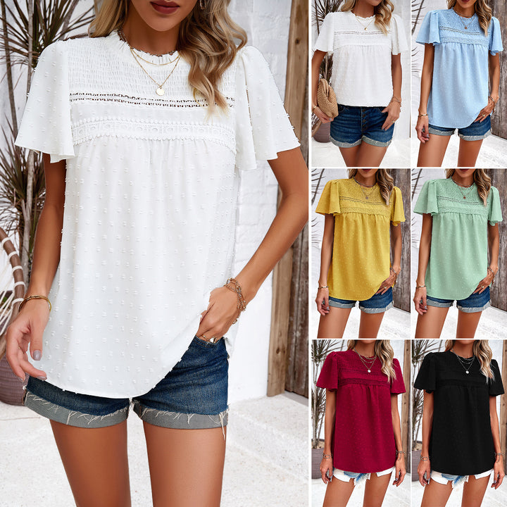 Lightweight blouse for women with ruffle details and a fine texture Lune London