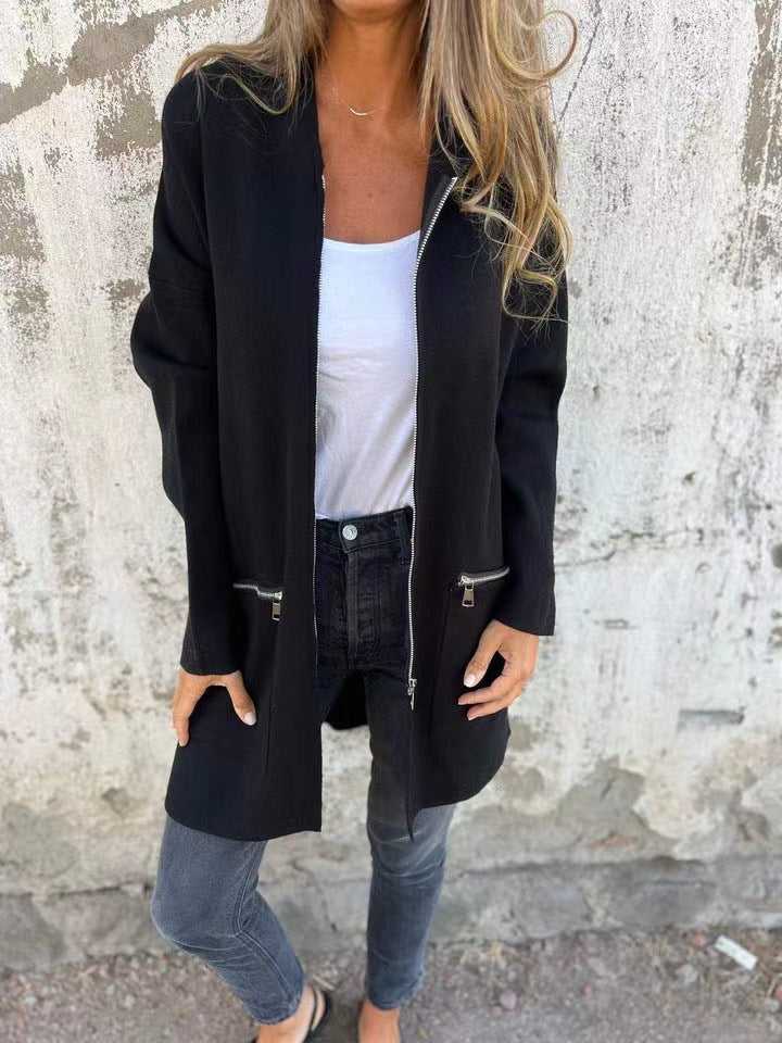 Casual and elegant women's jacket with zipper Amarae