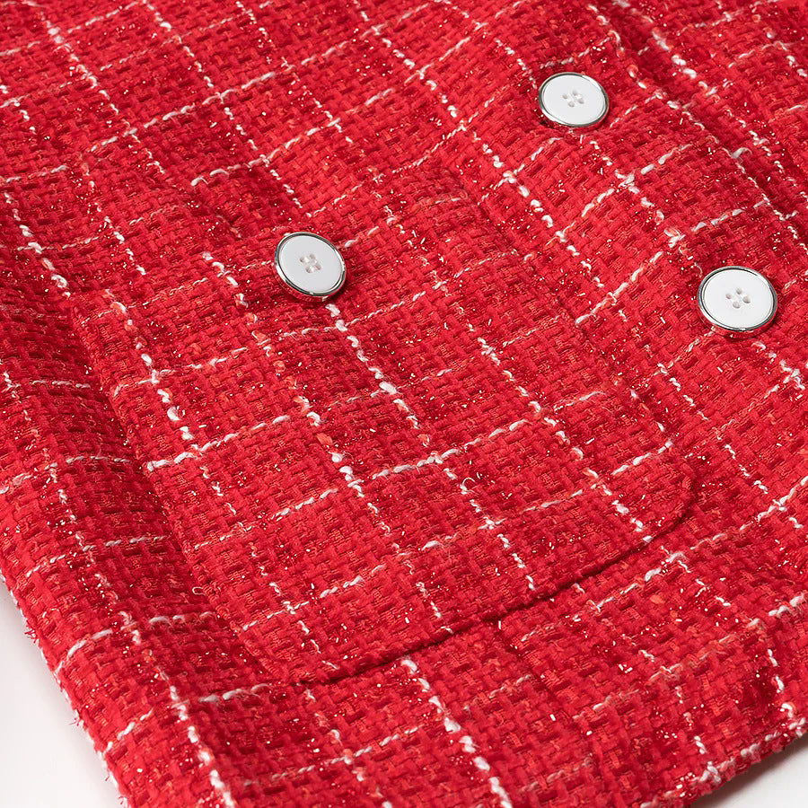 Short women's jacket with classic check pattern and decorative buttons Lune London