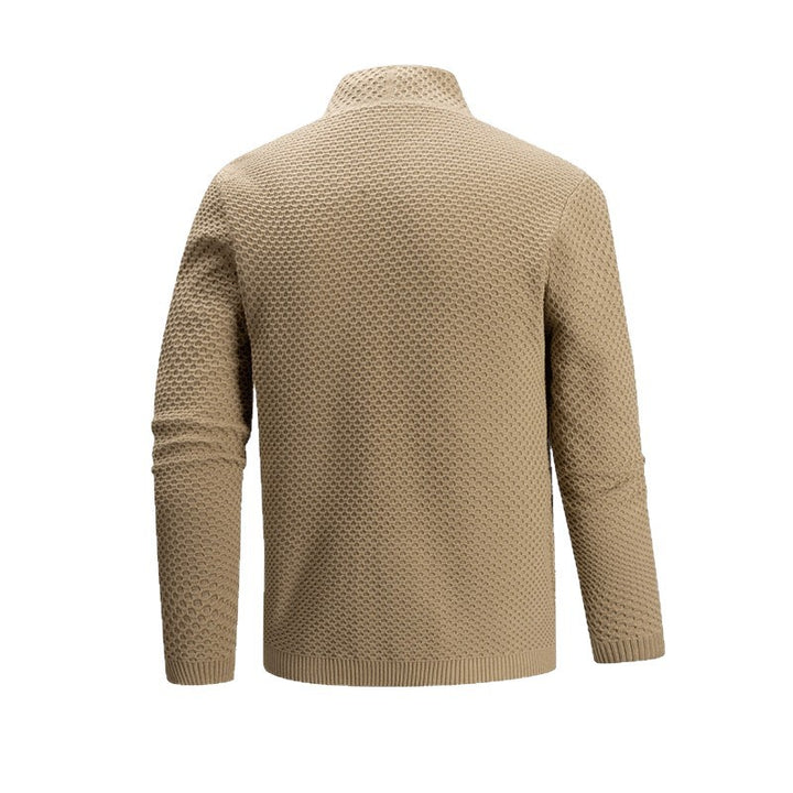 Knitted jacket for men with textured design and practical pockets Lune London