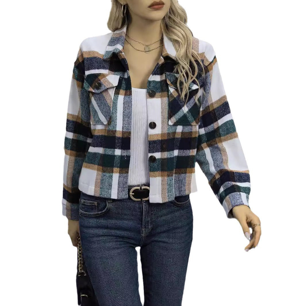 Ladies Checked Flannel Jacket with Pockets Amarae