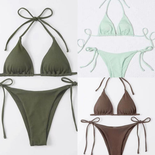 Striped bikini set for women with tie front Amarae