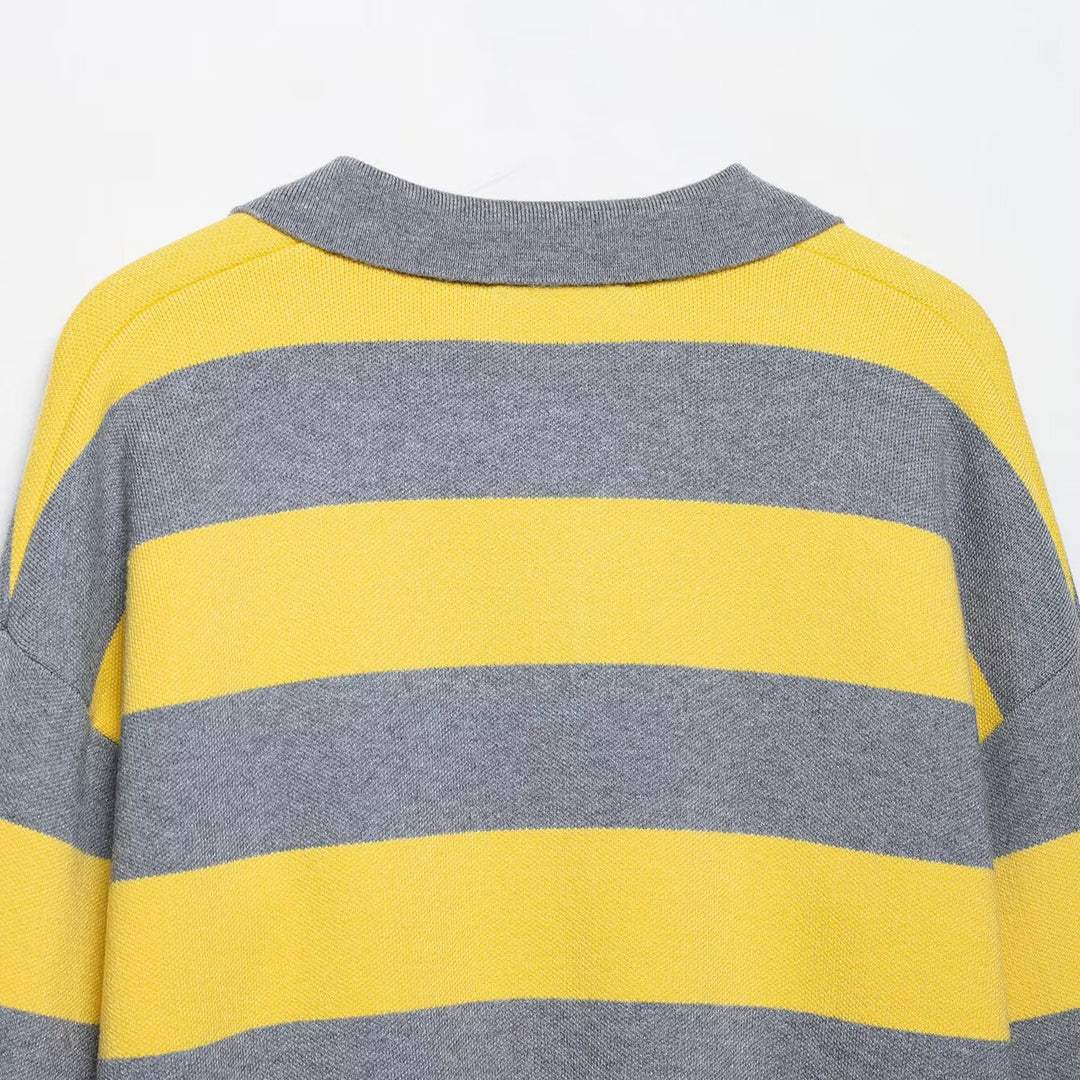 Casual sweater for women with a modern collar and striking stripes Lune London