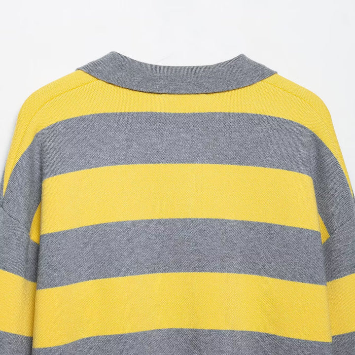 Casual sweater for women with a modern collar and striking stripes Lune London