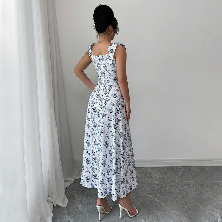 Robe maxi pour femmes avec motif floral et fente flatteuse Chic & Stil