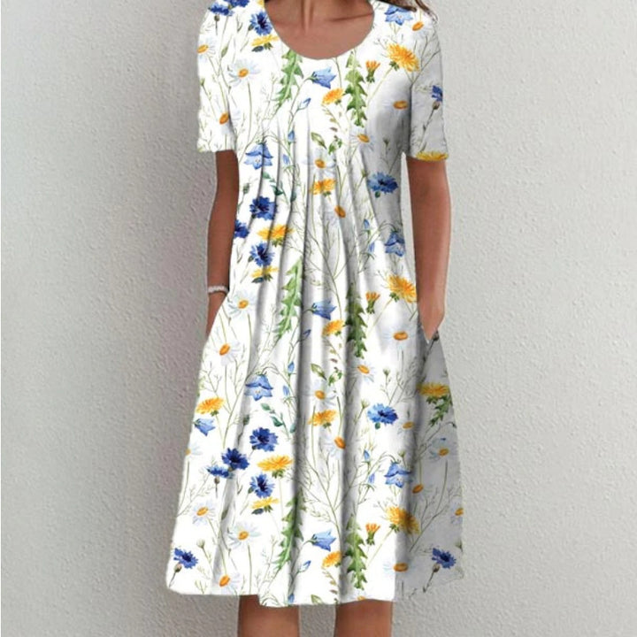 Lune London Pleated Design Floral Midi Dress for Women