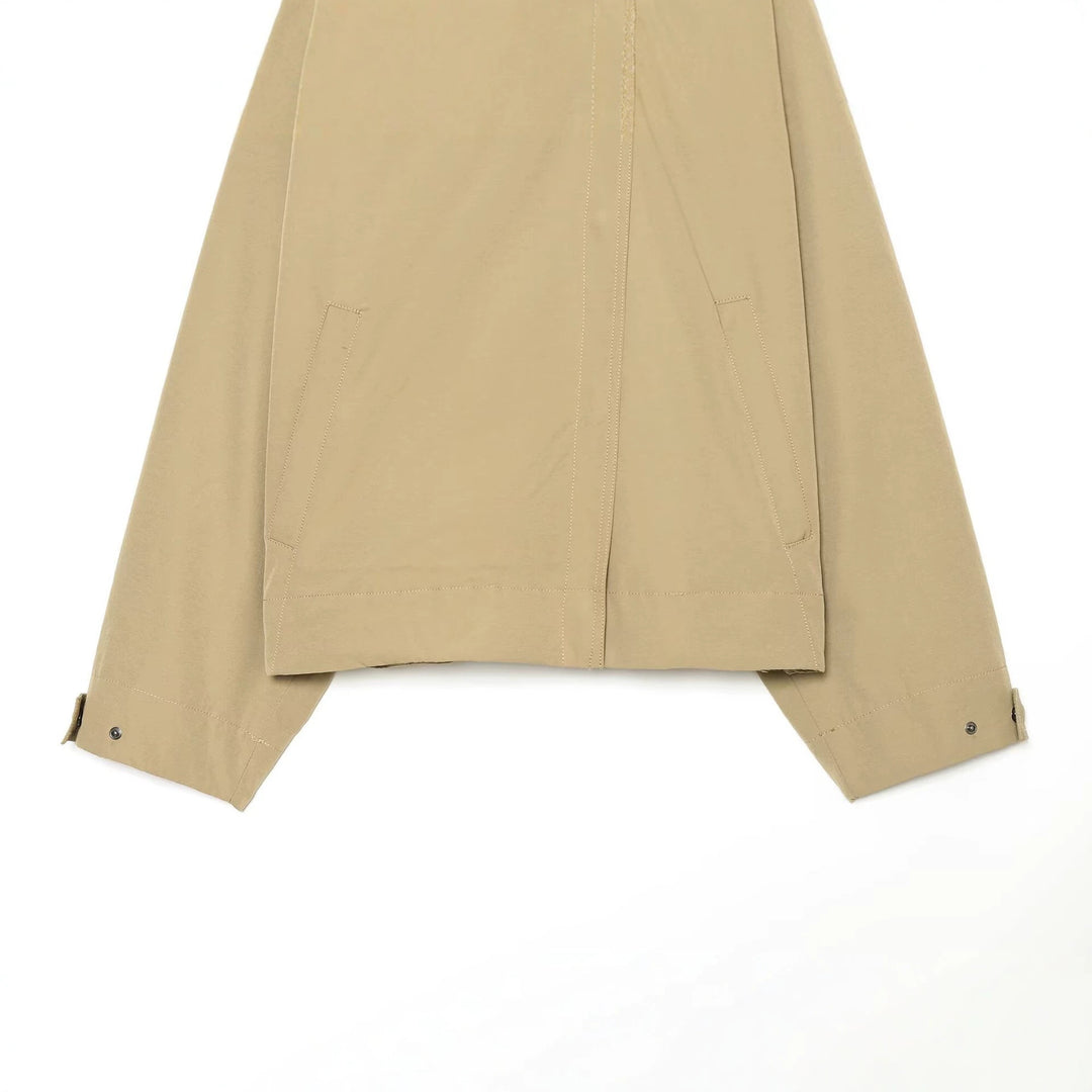 Women's Cropped Transitional Jacket with Wide Kent Collar and Concealed Button Placket Amarae