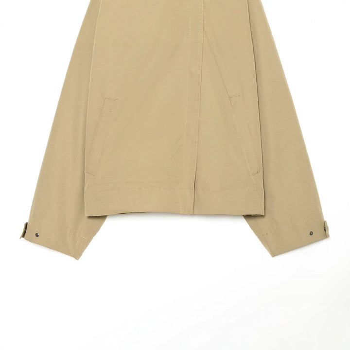 Women's Cropped Transitional Jacket with Wide Kent Collar and Concealed Button Placket Amarae