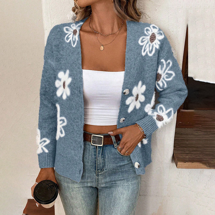 Ladies cozy cardigan with floral pattern Lune London