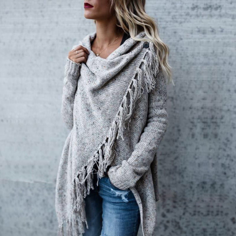 Poncho cocoon pour femme avec franges Chic & Stil