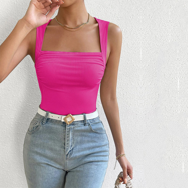 Débardeur ajusté pour femmes avec décolleté carré et fronces Chic & Stil