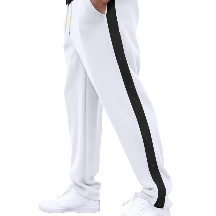 Chic and Stylish sporty leisure pants for men with snap buttons and side panels
