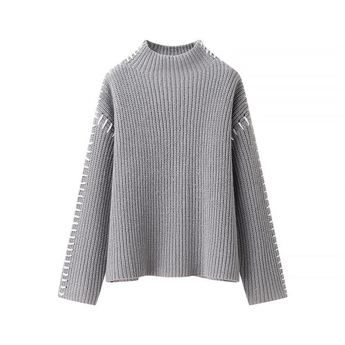 Women’s knitted sweater with high neck and elegant side details Amarae