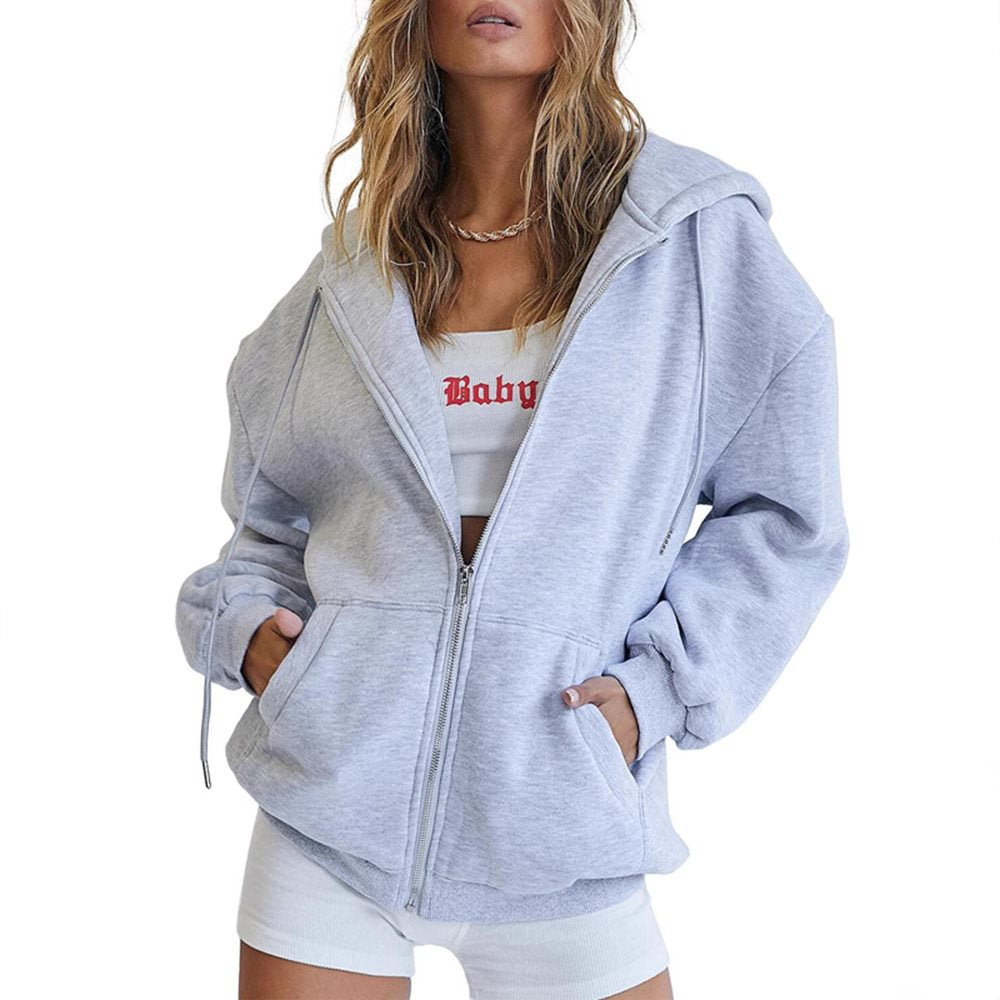 Oversized hooded jacket for women with practical pockets and zipper Lune London