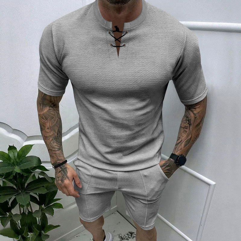 Sporty short t-shirt for men with laces Lune London