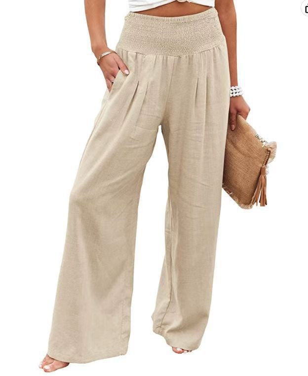 Light linen pants for women with elastic waist and wide fit Lune London