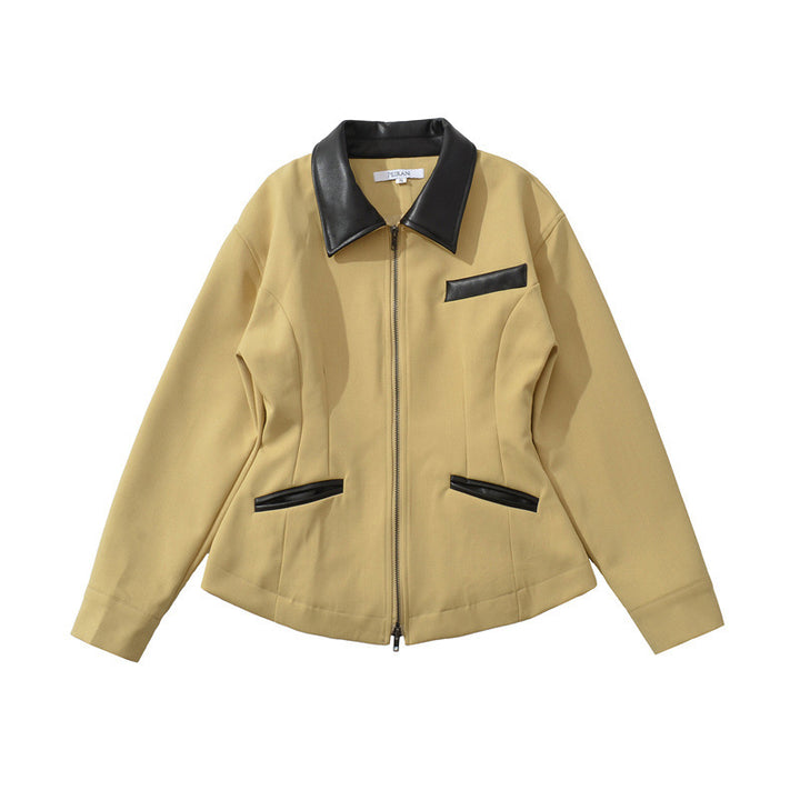 Ladies fashionable transition jacket with high collar and practical flap pockets Lune London