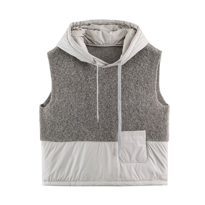 Women's Padded Quilted Vest with Teddy Insert, Hood and Drawstring Amarae