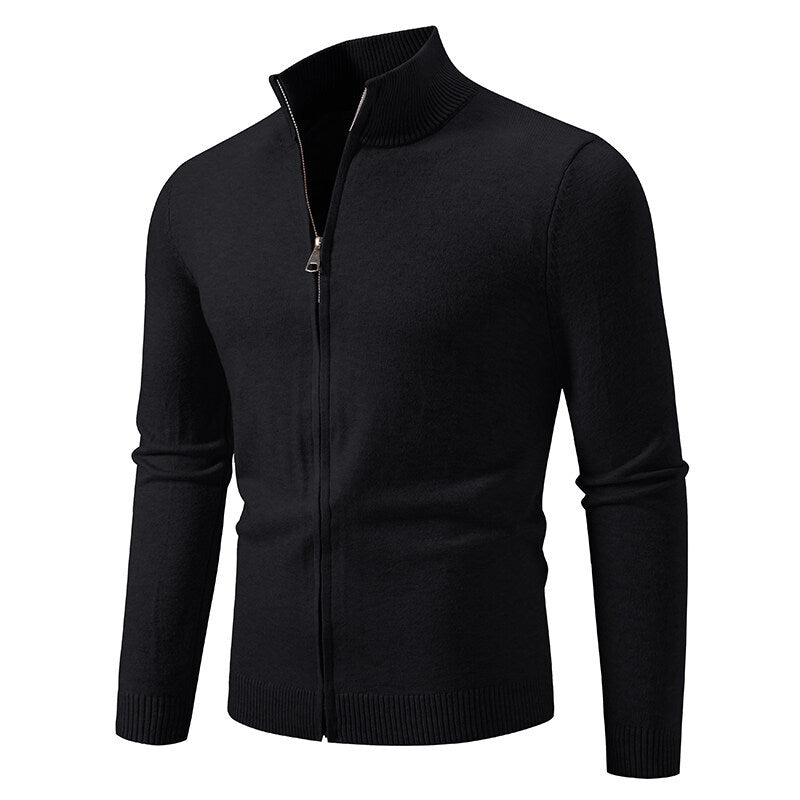 Men's knitted jacket with high collar and convenient zipper Lune London
