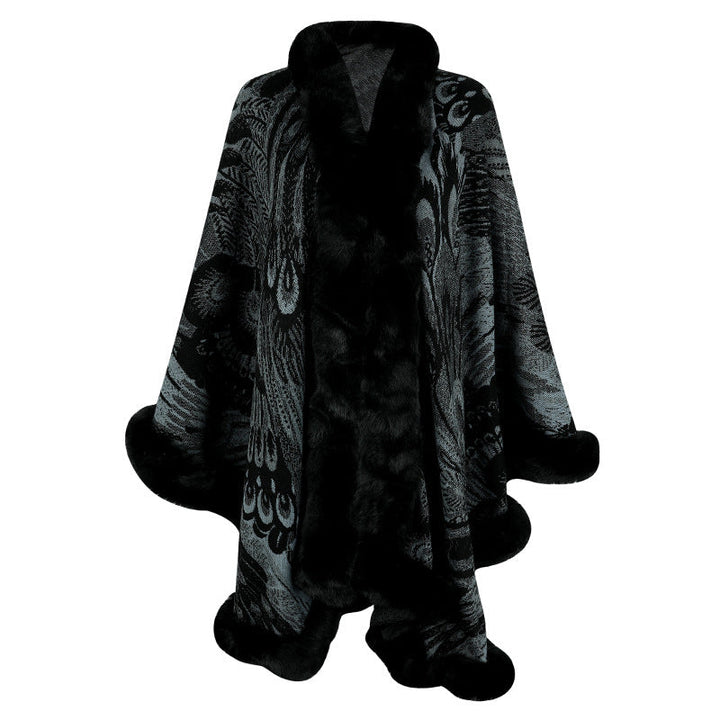 Lune London | Women's luxurious poncho with decorative fleece heat protection