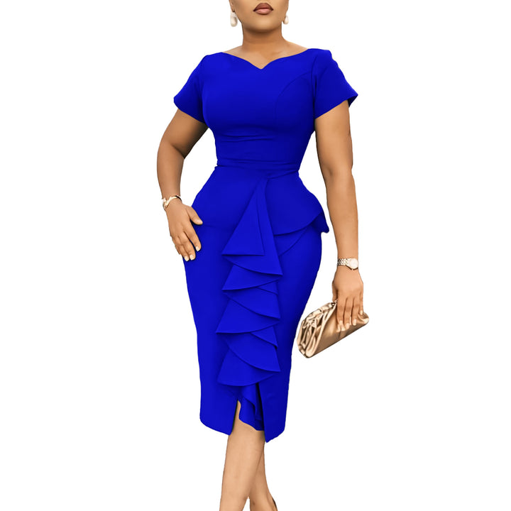 Lune London fitted dress for women with oversized ruffle details