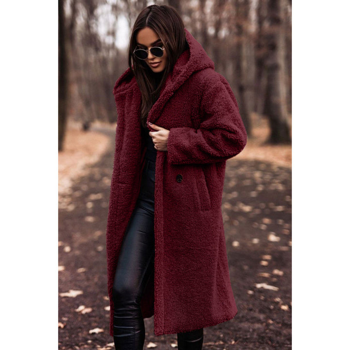Comfortable teddy coat for women with hood and button closure Lune London