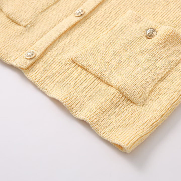Sleeveless vest for women with button details and practical pockets Lune London