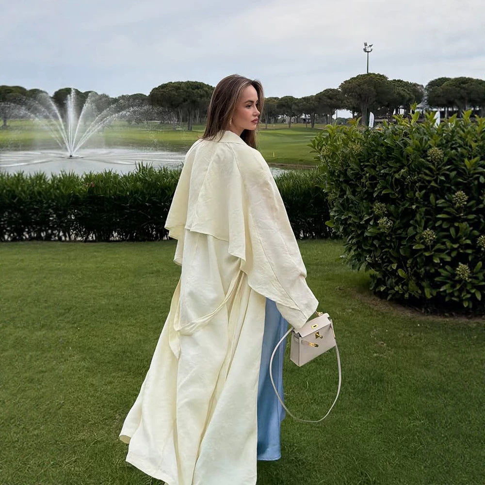 Women's long light trench coat with cape detail and wide fall Amarae