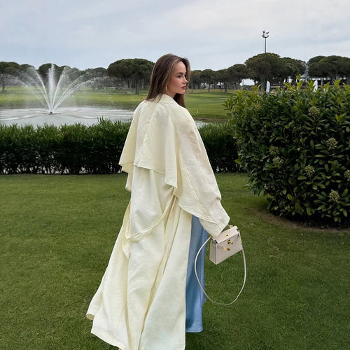 Women's long light trench coat with cape detail and wide fall Amarae