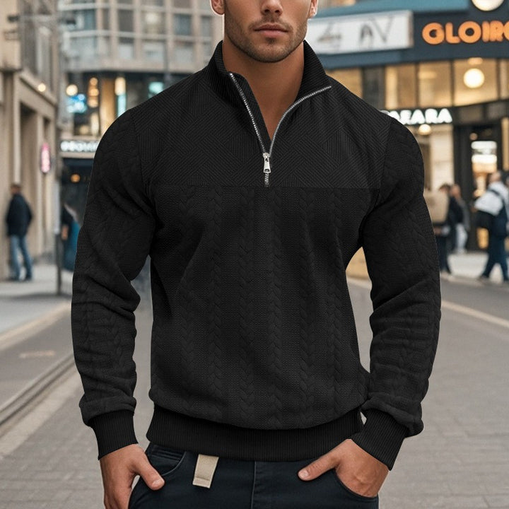 Stylish high-neck fleece sweater for men with粗糙针织图案 Lune London